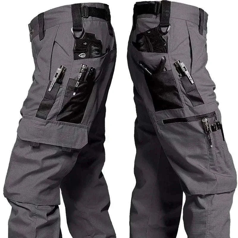 Men’s Waterproof Tactical Pants with Multi-Pocket Cargo Design-khaki / XL