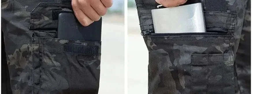 Men’s Waterproof Tactical Pants with Multi‑Pocket Cargo Design-Khaki / XL
