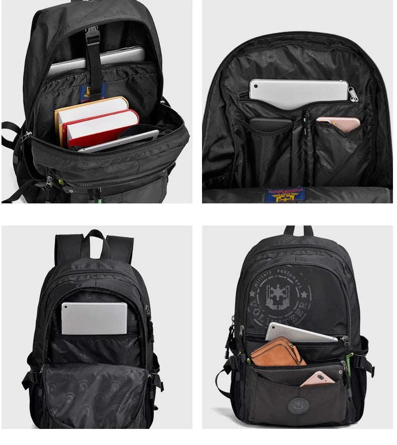 Men's Waterproof Travel Backpack with Multi‑Pocket Design-Purple(Large)