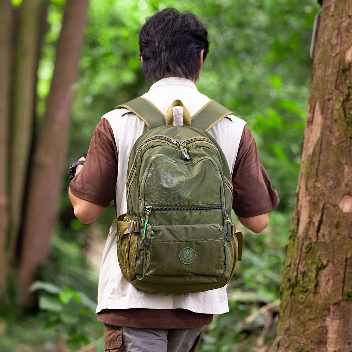 Men's Waterproof Travel Backpack with Multi‑Pocket Design-Purple(Large)