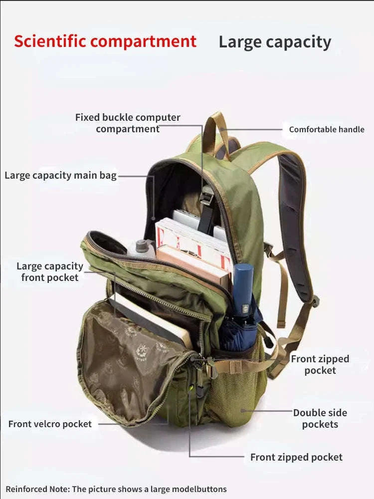 Men's Waterproof Travel Backpack with Multi‑Pocket Design-Purple(Large)