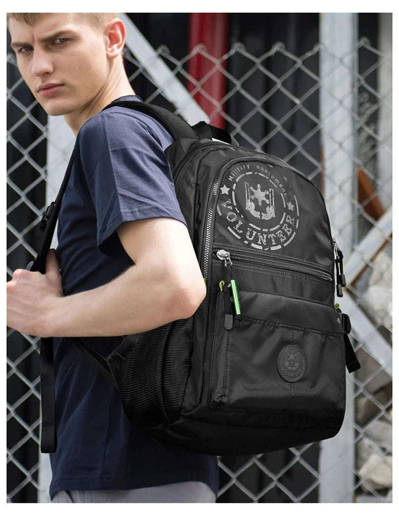 Men's Waterproof Travel Backpack with Multi‑Pocket Design-Purple(Large)
