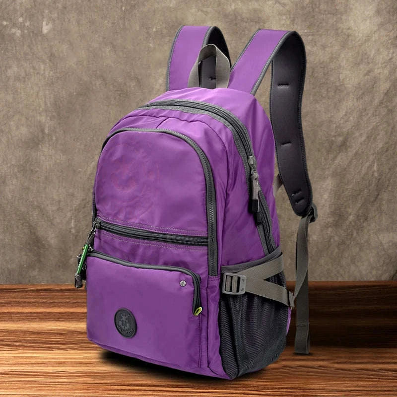 Men's Waterproof Travel Backpack with Multi‑Pocket Design-Purple(Large)