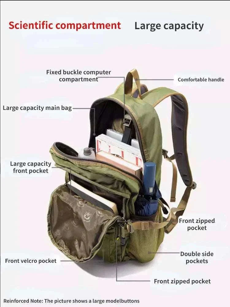 Men's Waterproof Travel Backpack with Multi-Pocket Storage-Grey(Large)