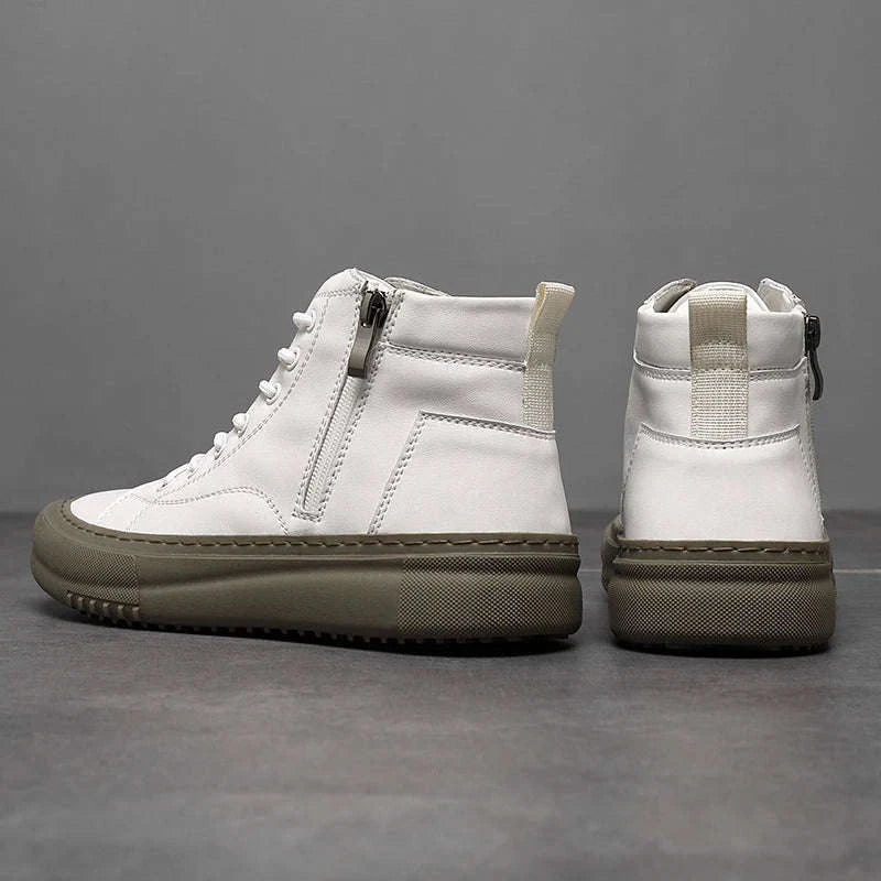 Men's White High-Top Casual Sneakers-black / 44