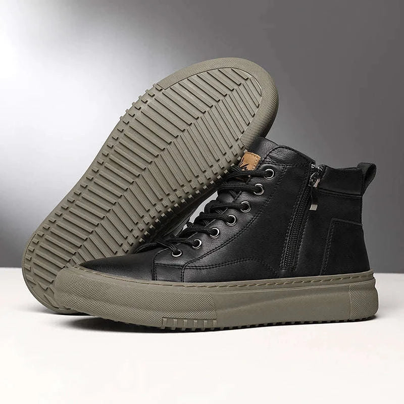 Men's White High-Top Casual Sneakers-black / 44