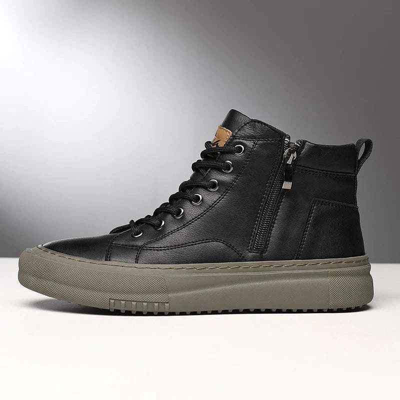 Men's White High-Top Casual Sneakers-black / 44
