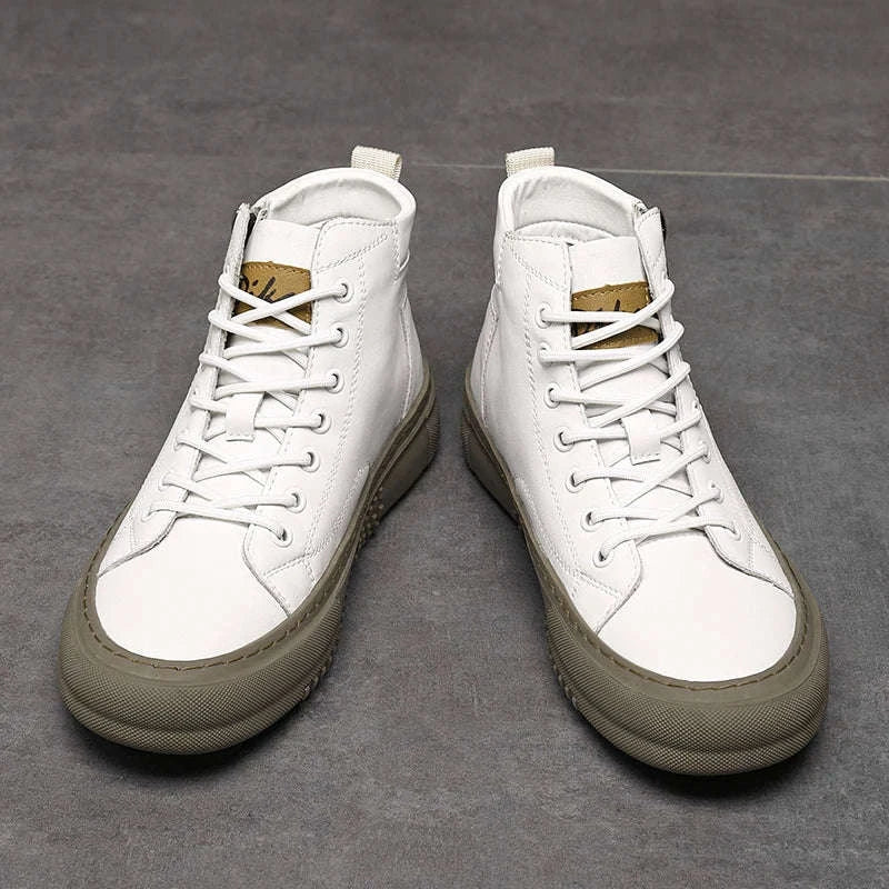Men's White High-Top Casual Sneakers-black / 44