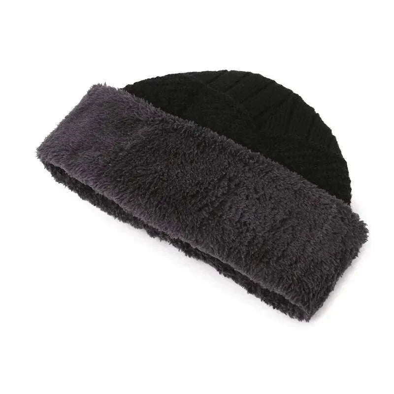 Men's Windproof Hat, Scarf & Gloves Insulated Knit Set-Khaki
