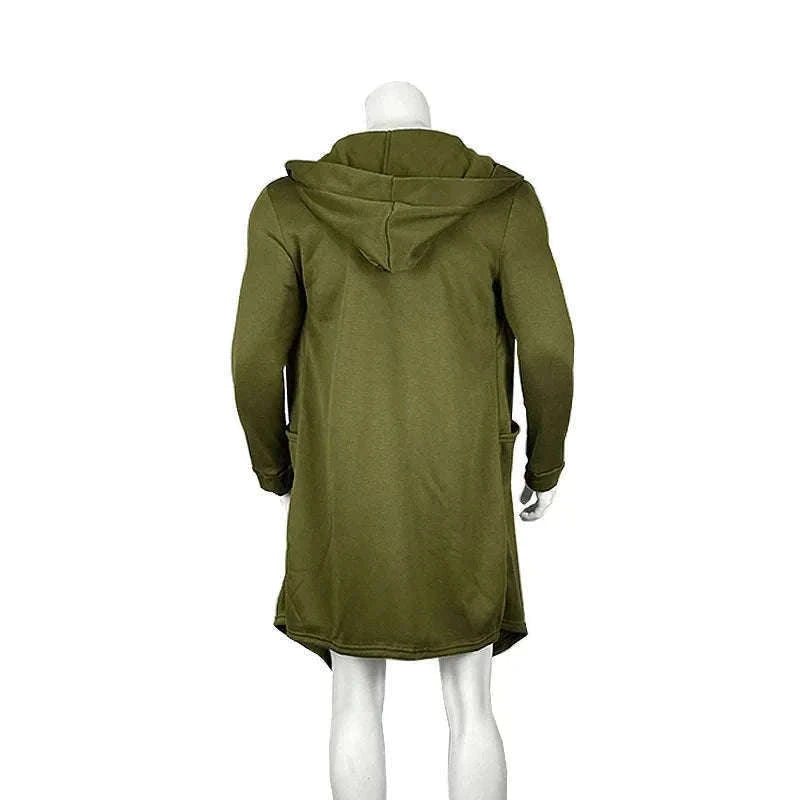 Men's Winter Hooded Cardigan Trench Coat-Green thickened / XL / Pack of 1