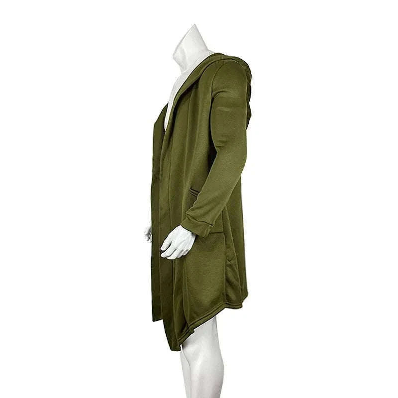 Men's Winter Hooded Cardigan Trench Coat-Green thickened / XL / Pack of 1