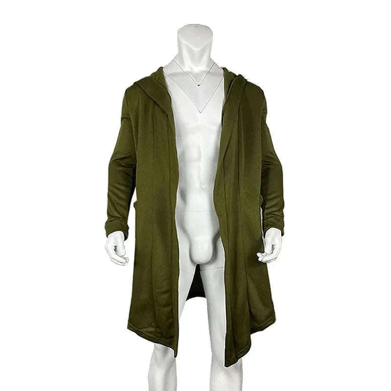 Men's Winter Hooded Cardigan Trench Coat-Green thickened / XL / Pack of 1