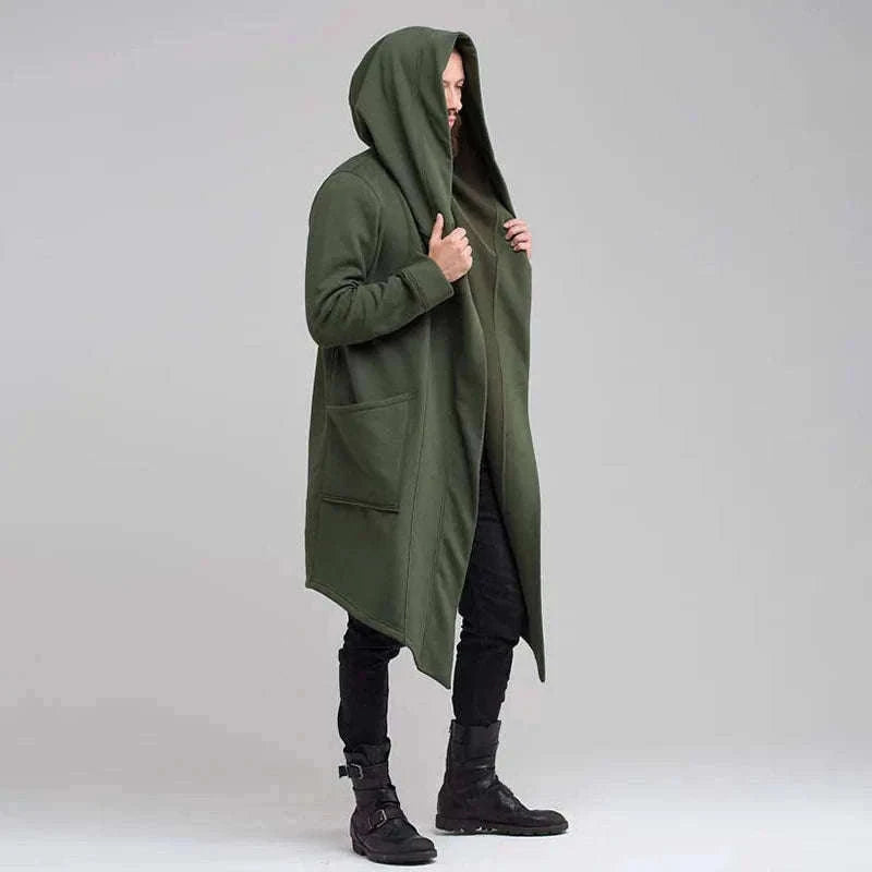 Men's Winter Hooded Cardigan Trench Coat-Green thickened / XL / Pack of 1