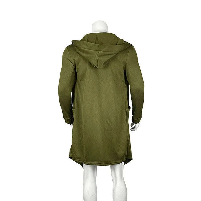 Men's Winter Hooded Cardigan Trench Coat-green / XXL / Pack of 1