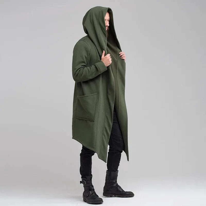 Men's Winter Hooded Cardigan Trench Coat-green / XXL / Pack of 1