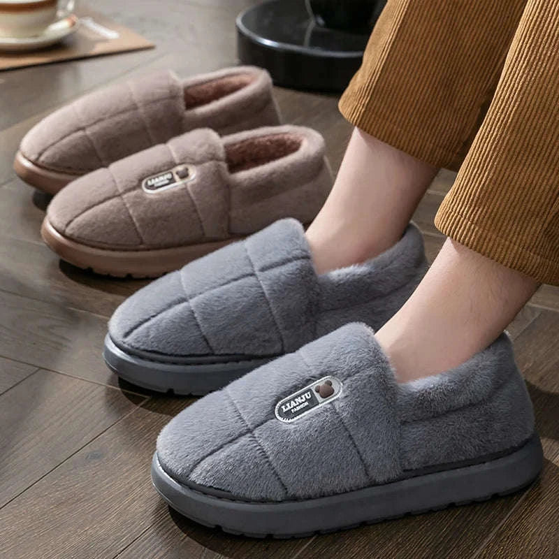 Men's Winter Plush Wrap-Heel Slippers-brown / 36-37