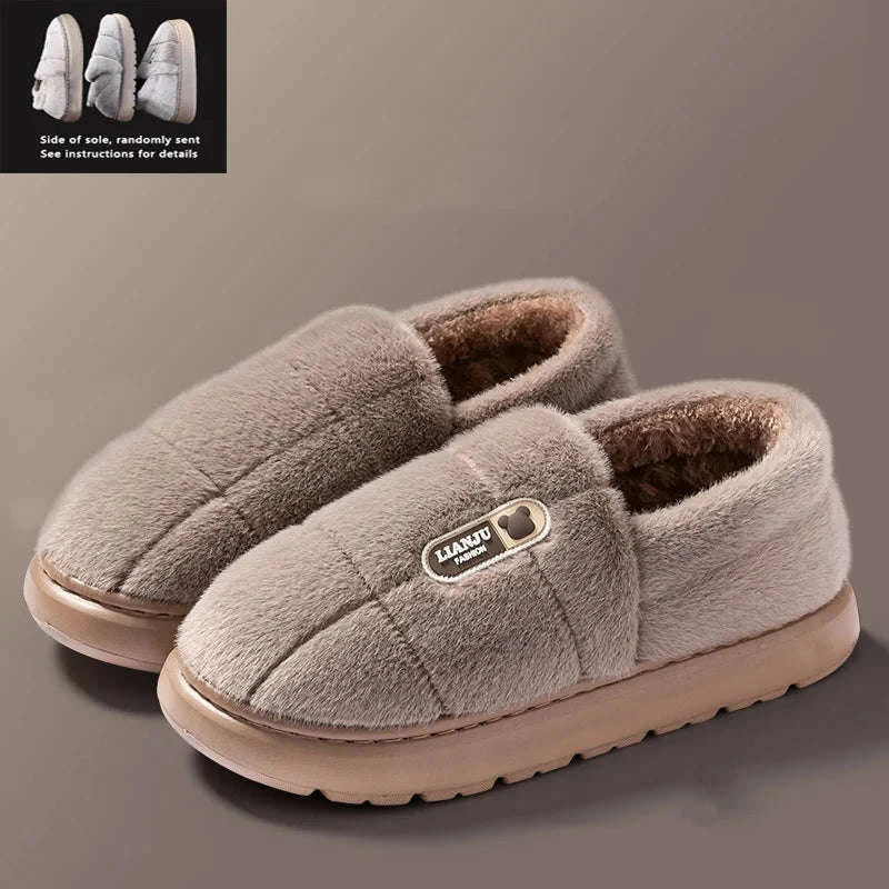 Men's Winter Plush Wrap-Heel Slippers-brown / 36-37