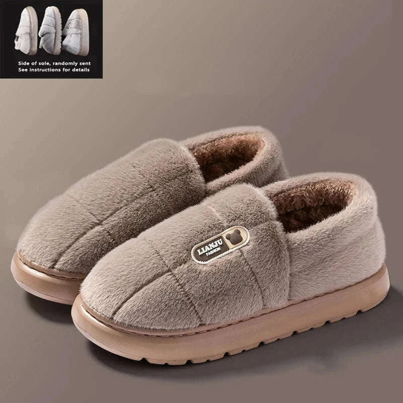 Men's Winter Plush Wrap-Heel Slippers for Indoor Comfort-brown / 36-37