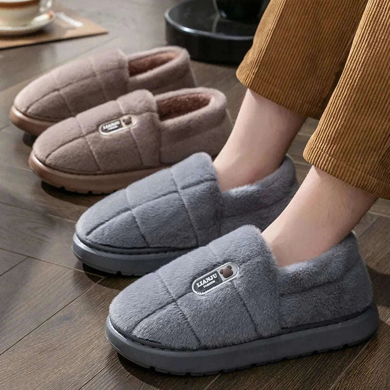 Men's Winter Plush Wrap-Heel Slippers for Indoor Comfort-brown / 36-37
