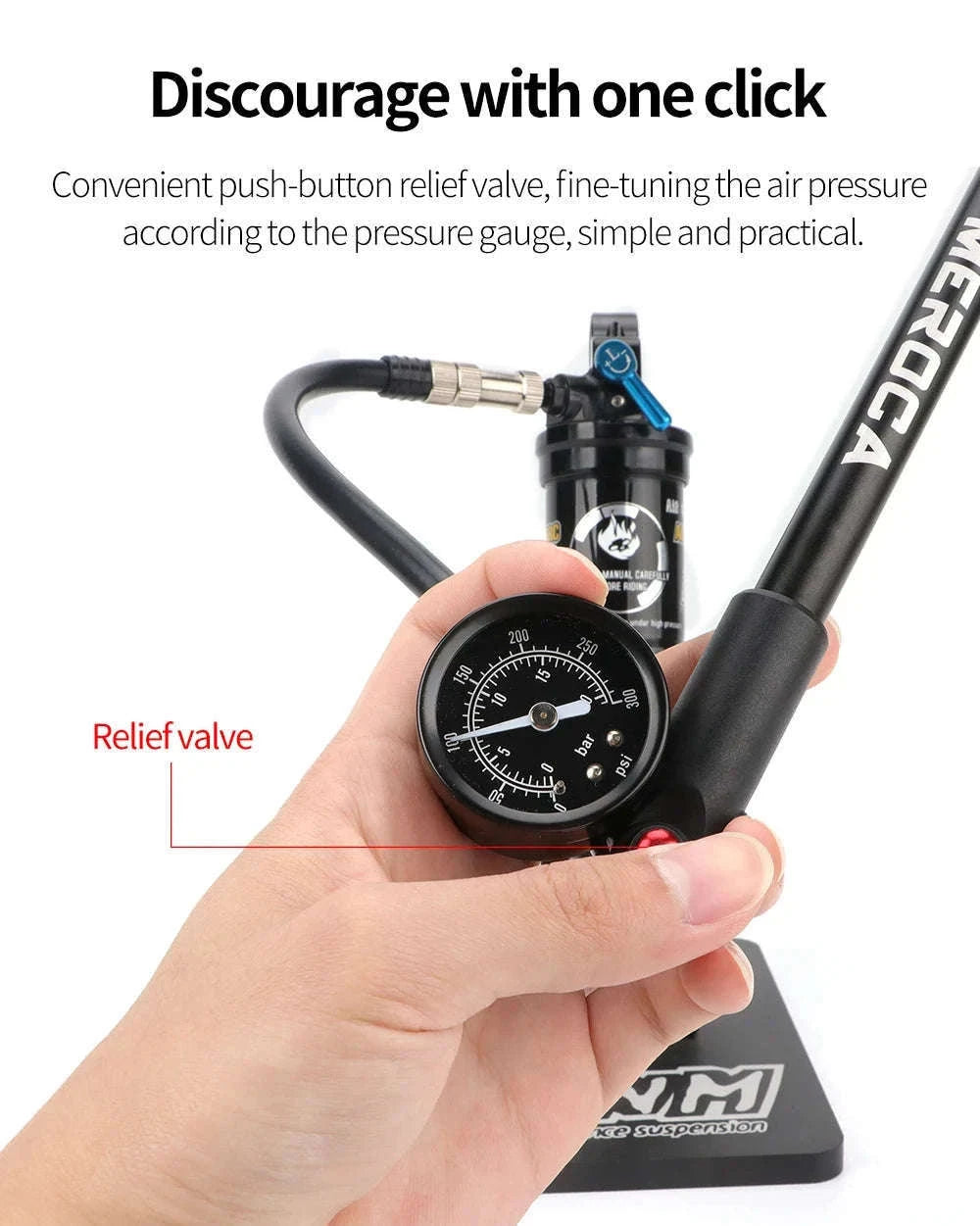 MEROCA 300PSI MTB Shock Pump for Forks and Rear Suspension-300PSI Pump 1Pcs / China Mainland