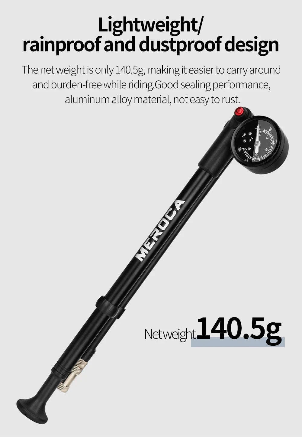 MEROCA 300PSI MTB Shock Pump for Forks and Rear Suspension-300PSI Pump 1Pcs / China Mainland