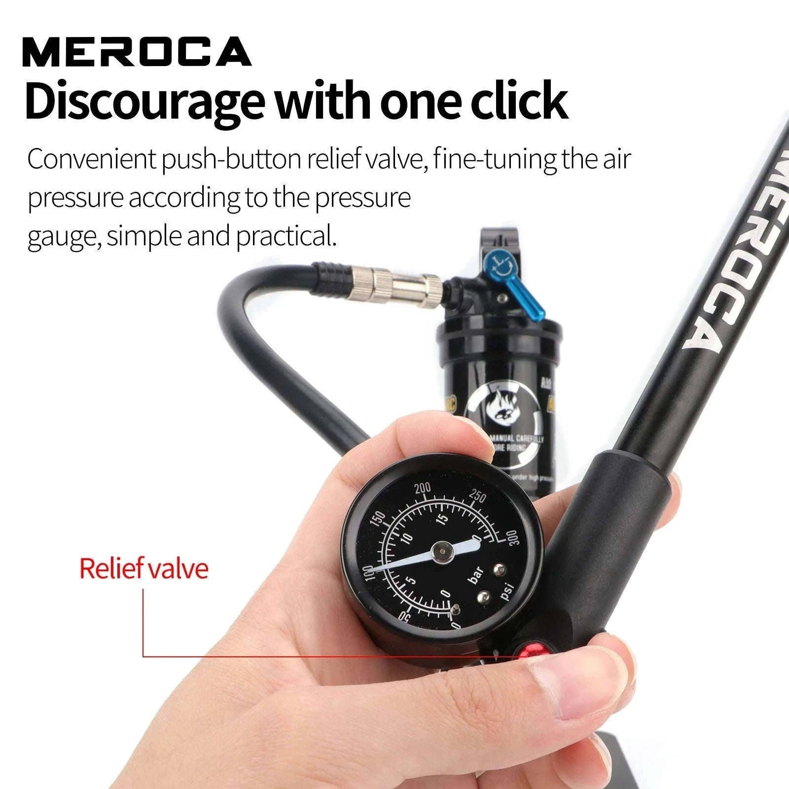 MEROCA 300PSI MTB Shock Pump for Forks and Rear Suspension-300PSI Pump 1Pcs / China Mainland