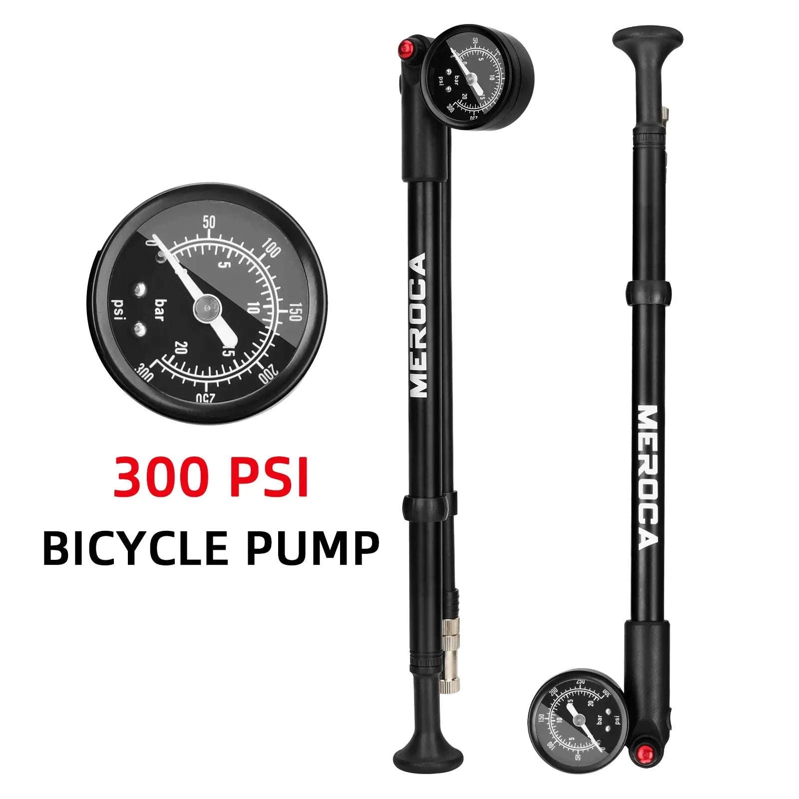 MEROCA MTB Pump 300psi High‑Pressure Bicycle Shock Pump-300PSI Pump 1Pcs