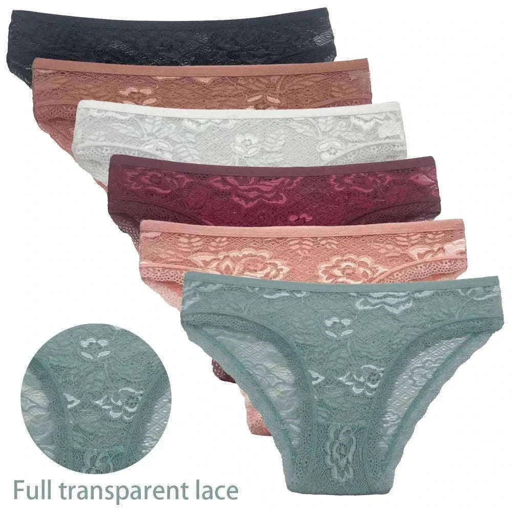 Mesh Lace Panties Set 5 Pack for Everyday Comfort-3004 / XXL(80-90kg) / 5pcs
