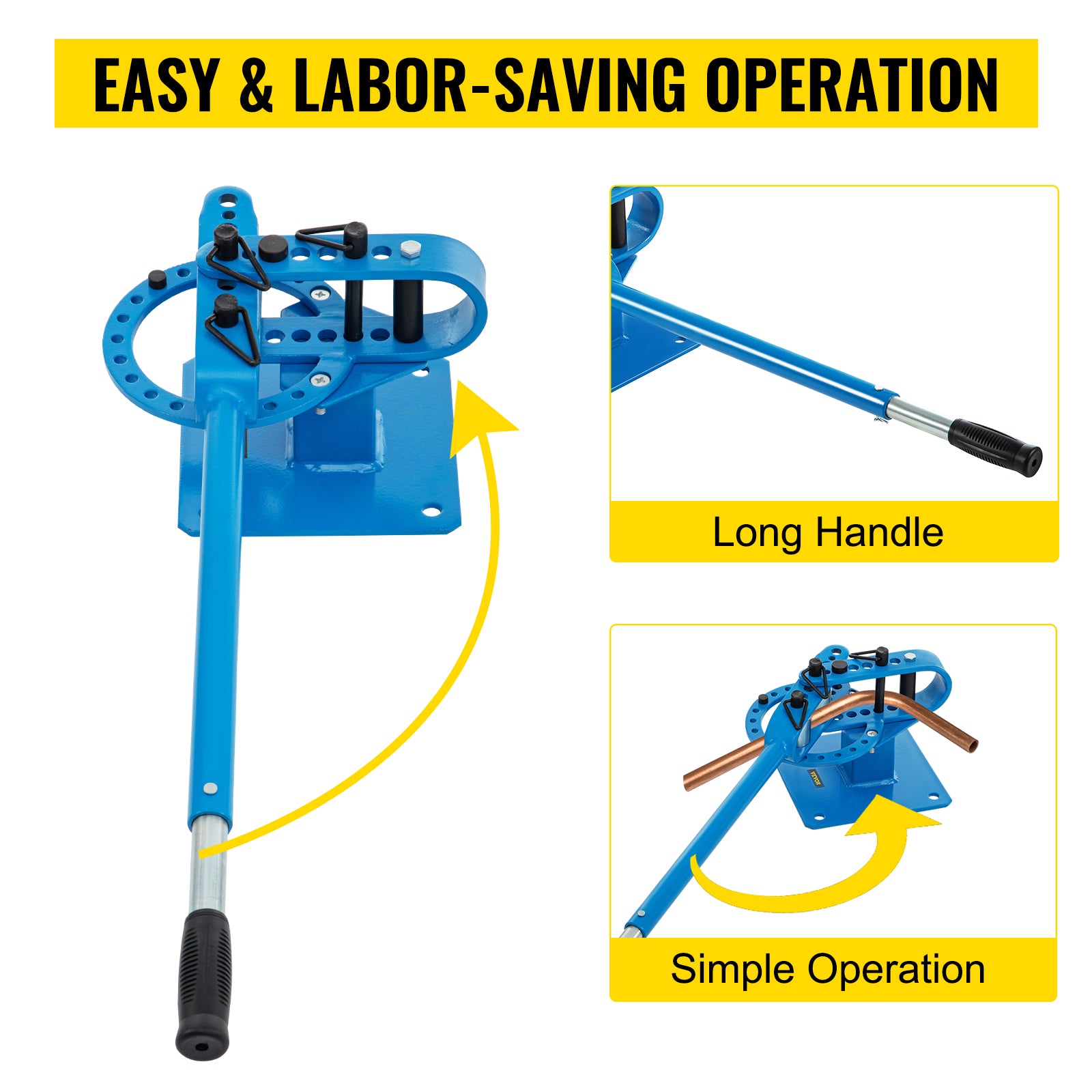 Manual Pipe Bender with 7 Dies 1–3in Bench Metal Bending Tool