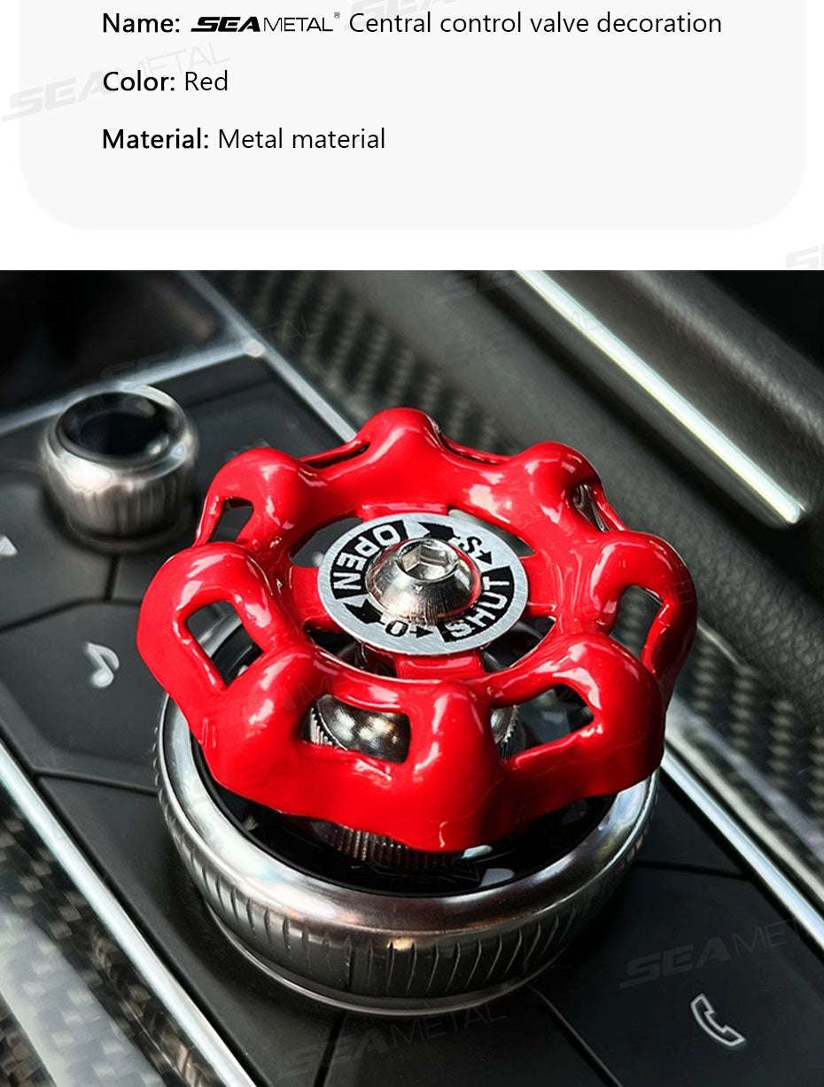 Metal Car Knob Decoration Red Self-Adhesive Interior Trim-Red