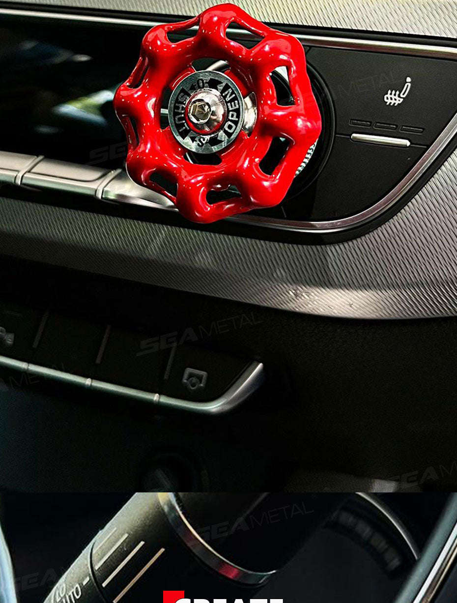 Metal Car Knob Decoration Red Self-Adhesive Interior Trim-Red