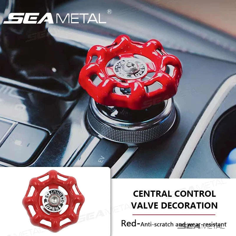 Metal Car Knob Decoration Red Self-Adhesive Interior Trim-Red