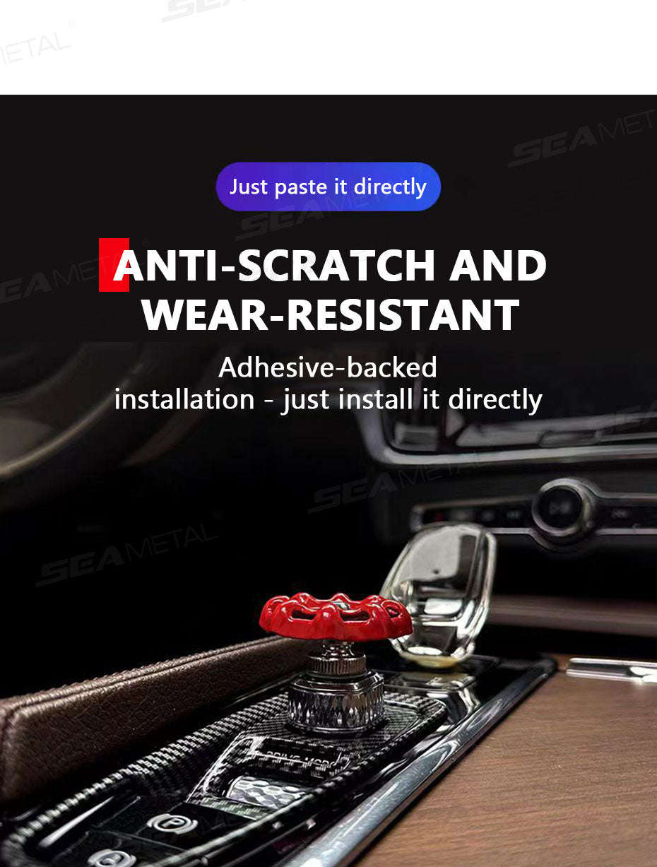 Metal Car Knob Decoration Red Self-Adhesive Interior Trim-Red
