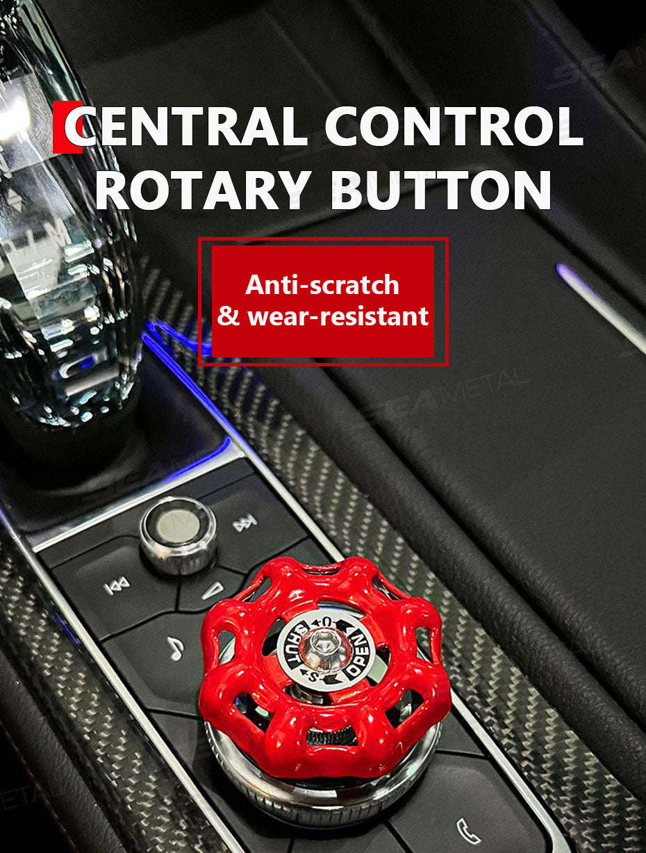 Metal Car Knob Decoration Red Self-Adhesive Interior Trim-Red