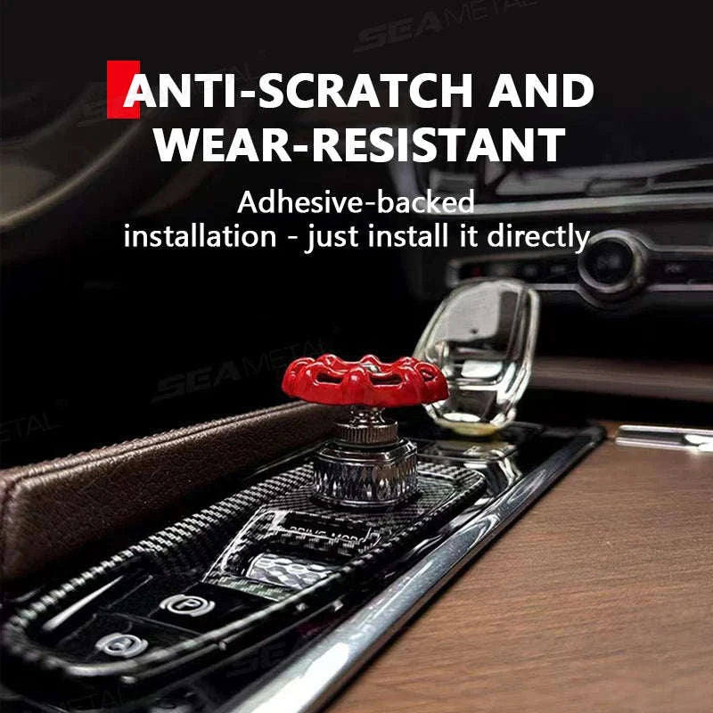 Metal Car Knob Decoration Red Self-Adhesive Interior Trim-Red