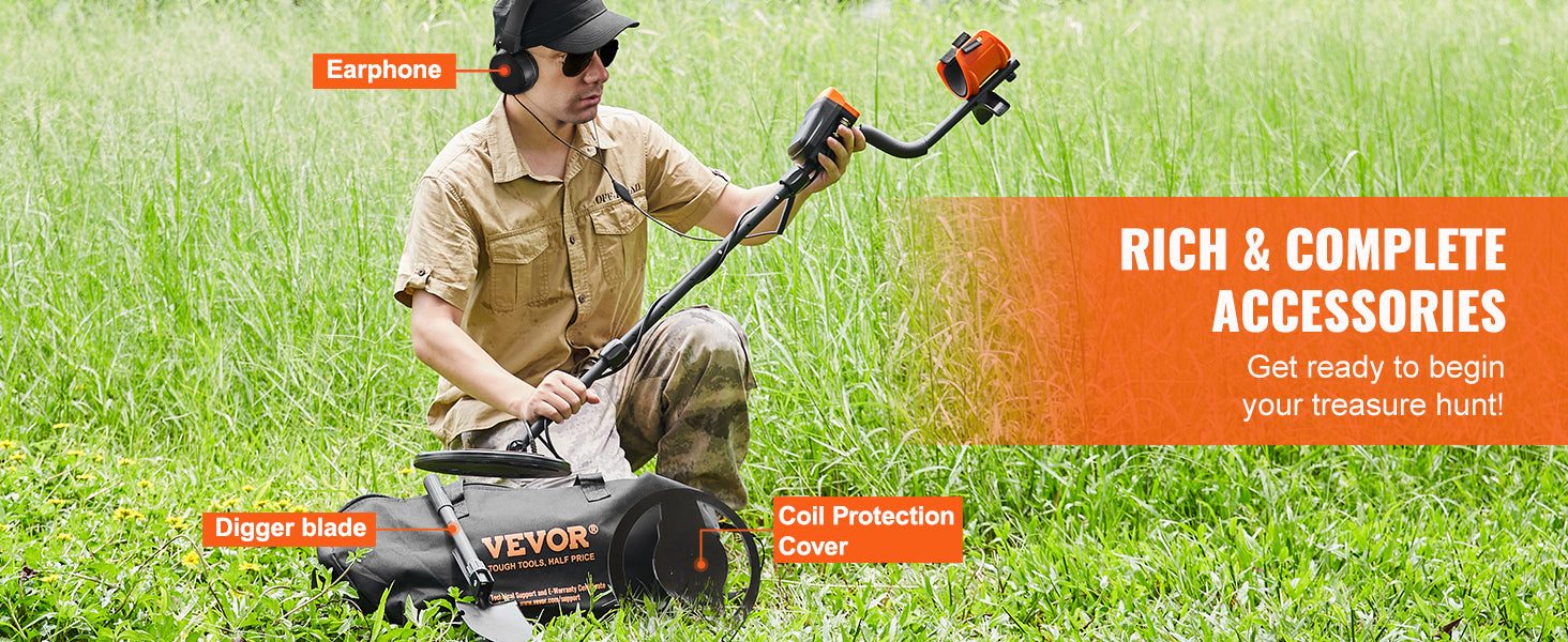10" Waterproof Metal Detector with LCD, 7 Modes & Adjustable Stem