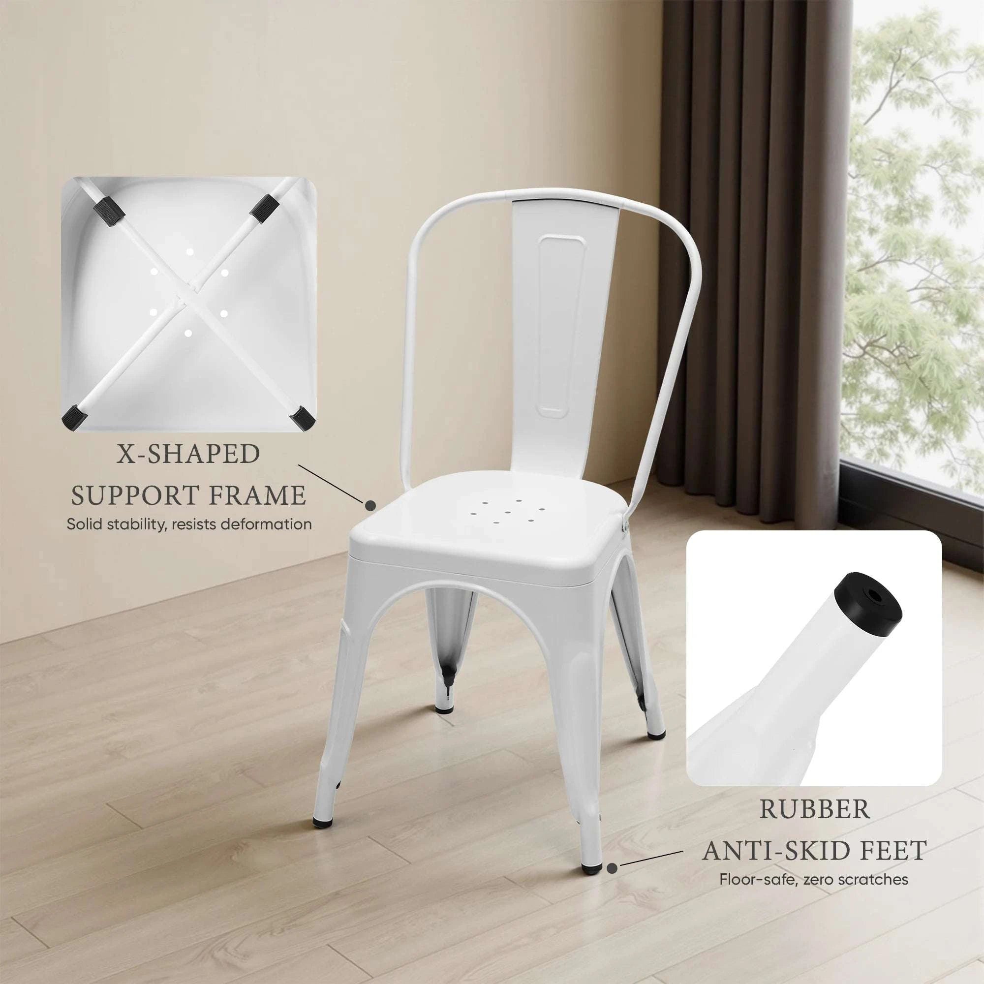 Metal Dining Chairs Stackable Indoor Outdoor 300LBS Capacity-black / United States