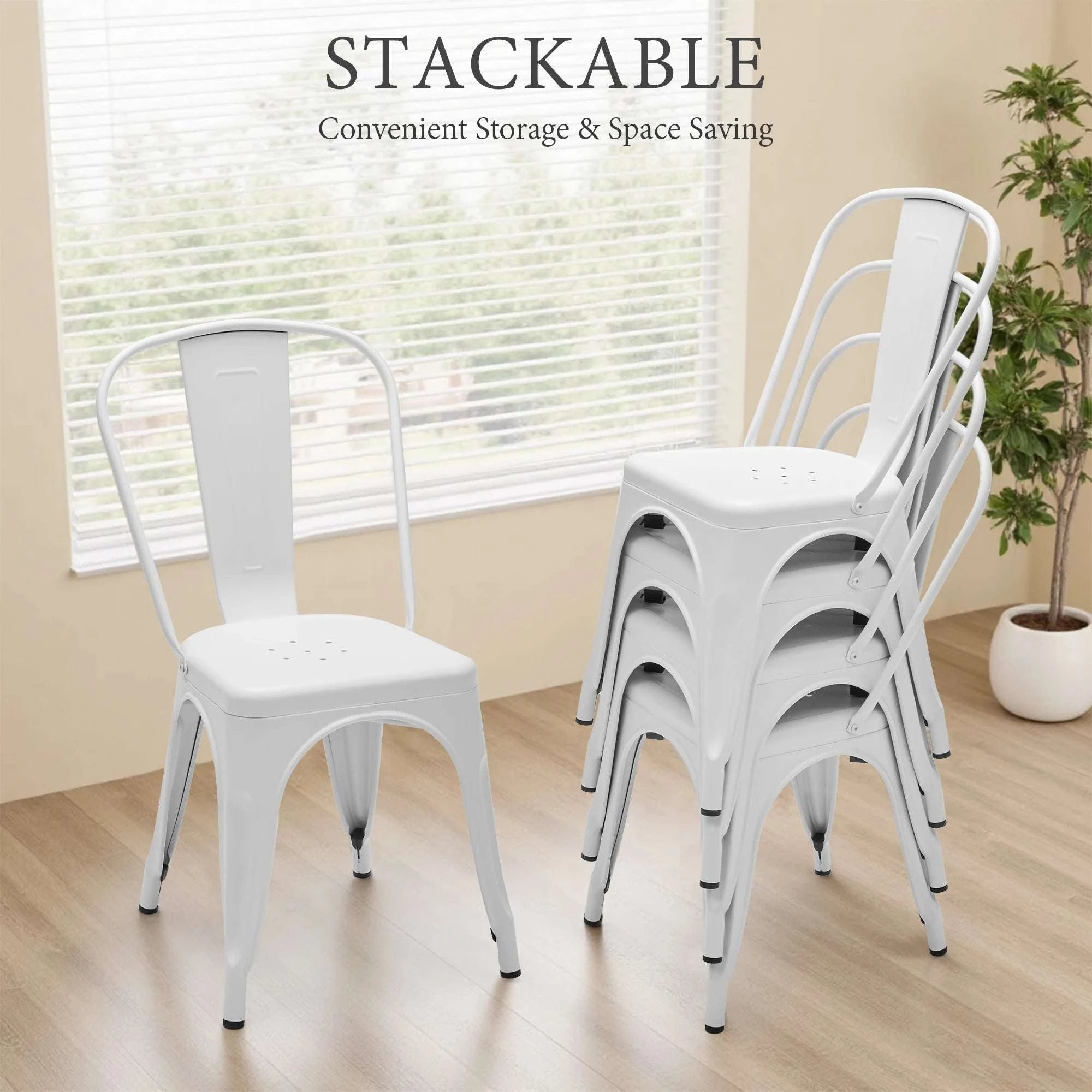 Metal Dining Chairs Stackable Indoor Outdoor 300LBS Capacity-black / United States