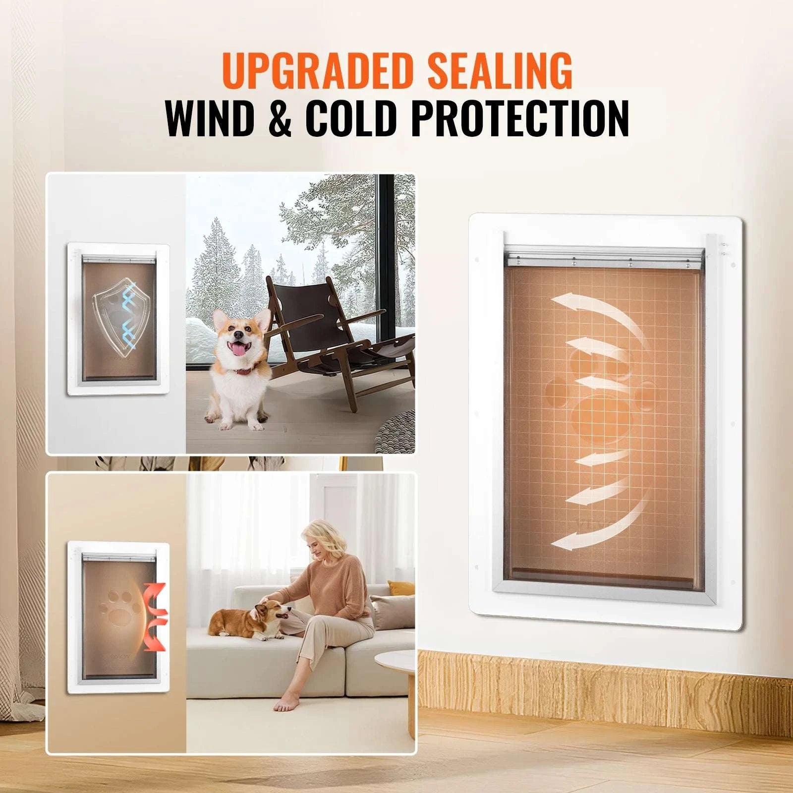 Metal Frame Pet Door with Lock & 3-Flap Weatherproof System-S / france