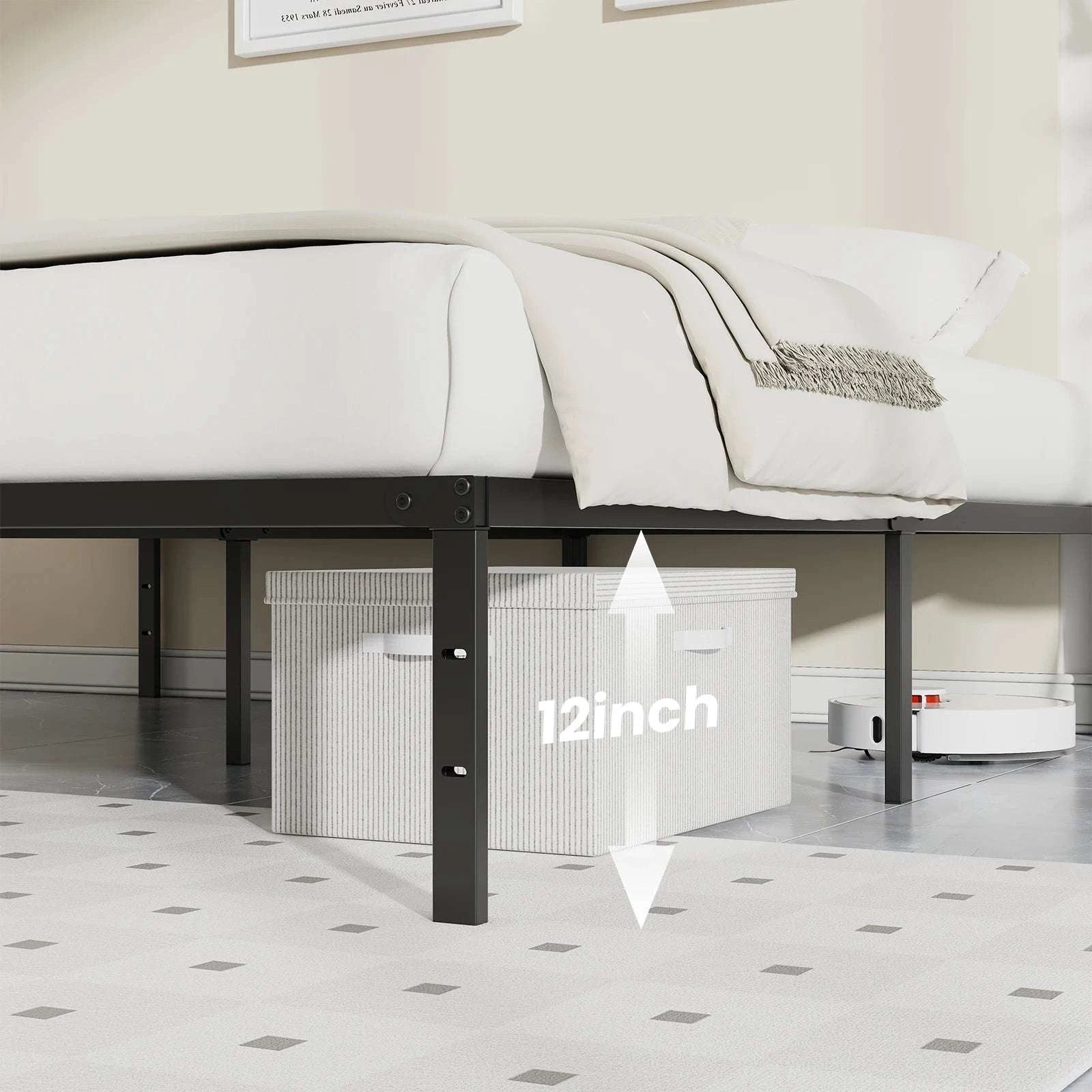 Metal Platform Bed Frame with 11.9in Storage & Steel Slats-Twin XL / United States