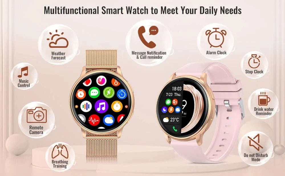 MEVADEN Y22 Bluetooth Call Smart Watch-Rosegold