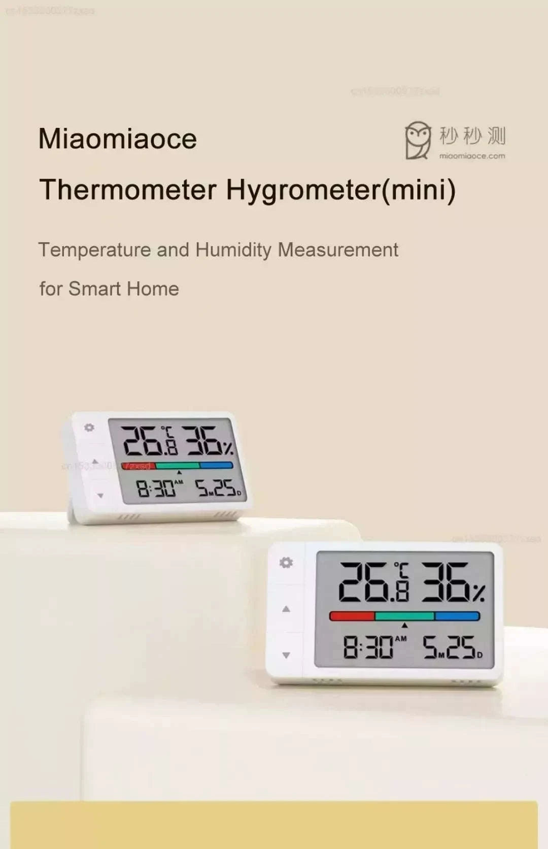 MiaoMiaoCe Thermometer Hygrometer Weather Station-White