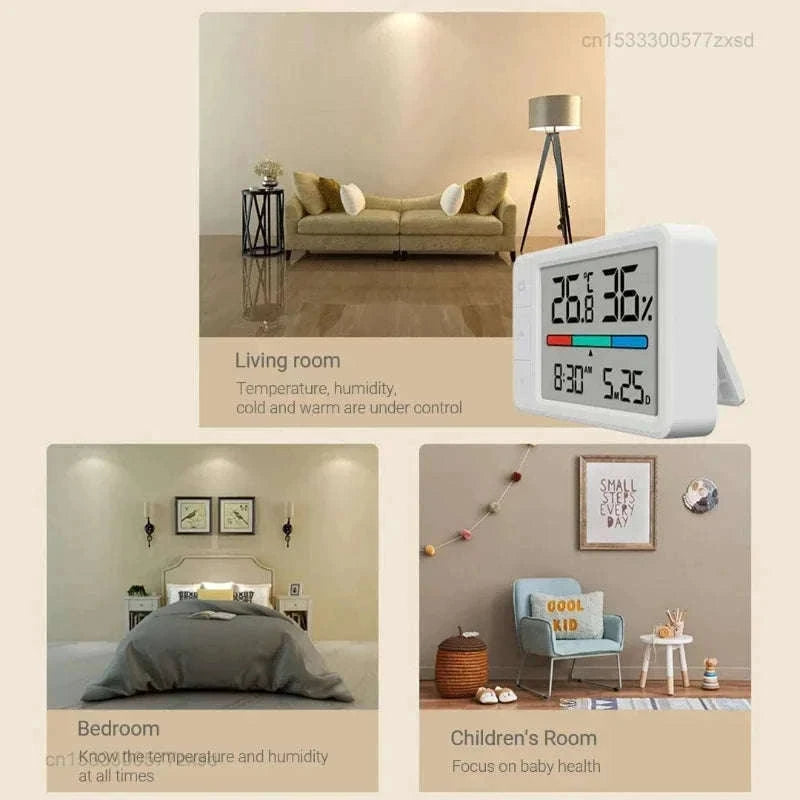 MiaoMiaoCe Thermometer Hygrometer Weather Station with Clock-White