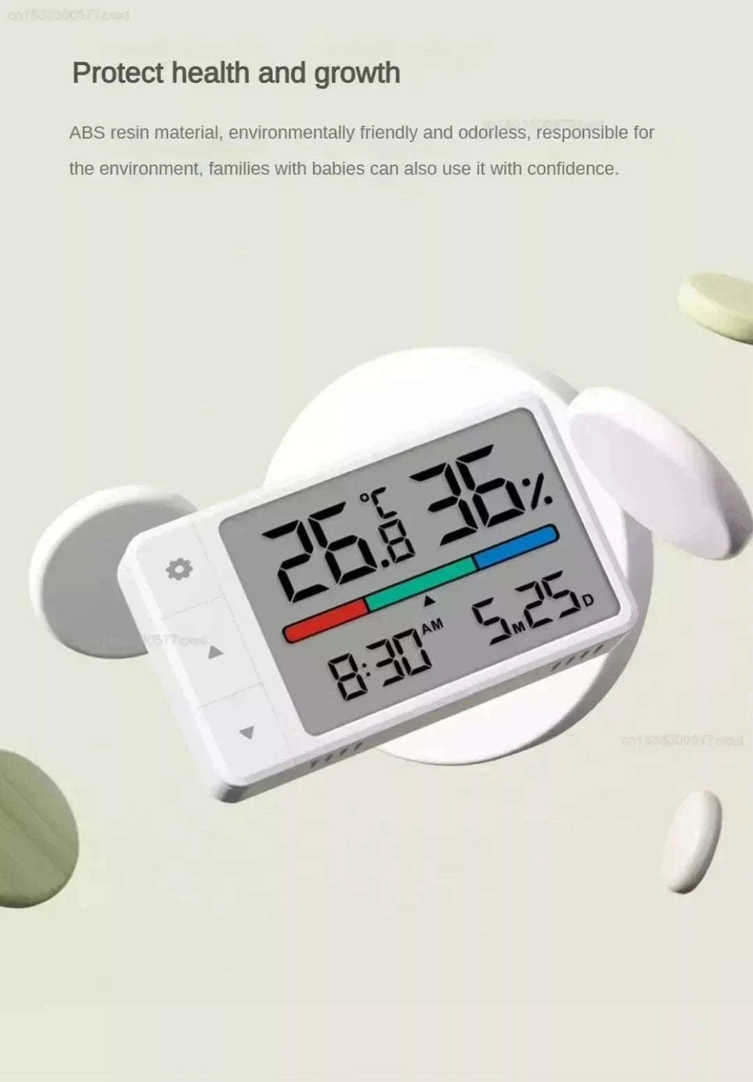 MiaoMiaoCe Thermometer Hygrometer Weather Station with Clock-White