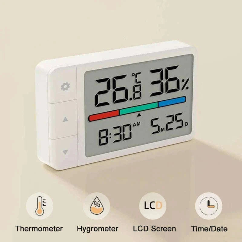 MiaoMiaoCe Thermometer Hygrometer Weather Station with Clock-White