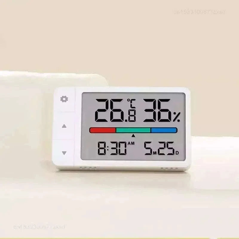 MiaoMiaoCe Thermometer Hygrometer Weather Station with Clock-White