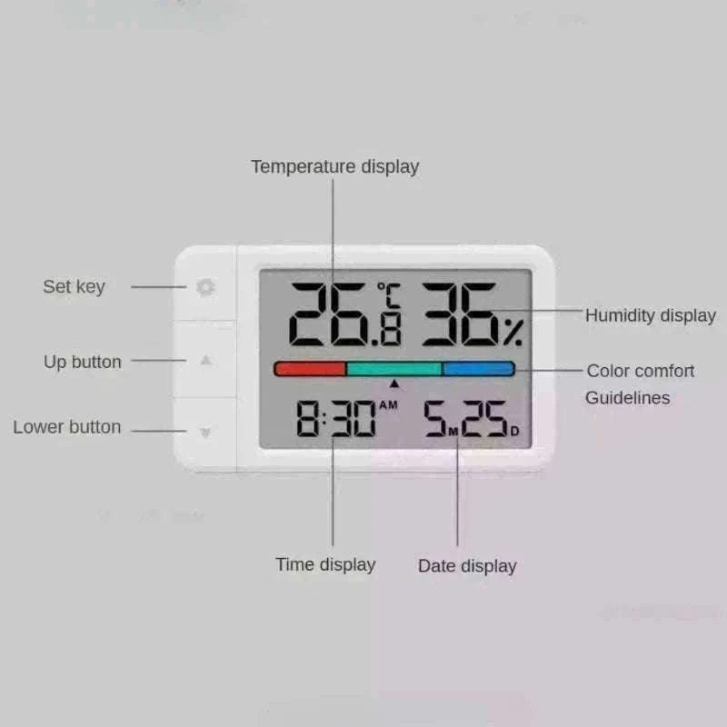 MiaoMiaoCe Thermometer Hygrometer Weather Station with Clock-White