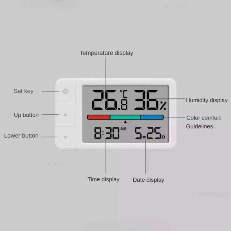 MiaoMiaoCe Thermometer Hygrometer Weather Station with Clock-White