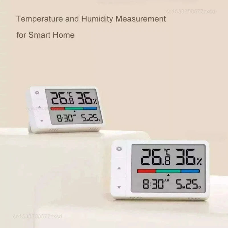 MiaoMiaoCe Thermometer Hygrometer Weather Station with Clock-White