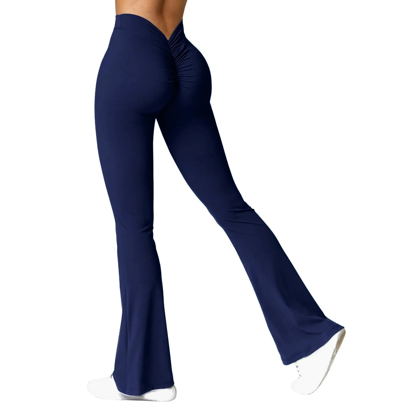 Micro Horn Leggings with V-Back Shaping and Flare Fit-GRAY / S
